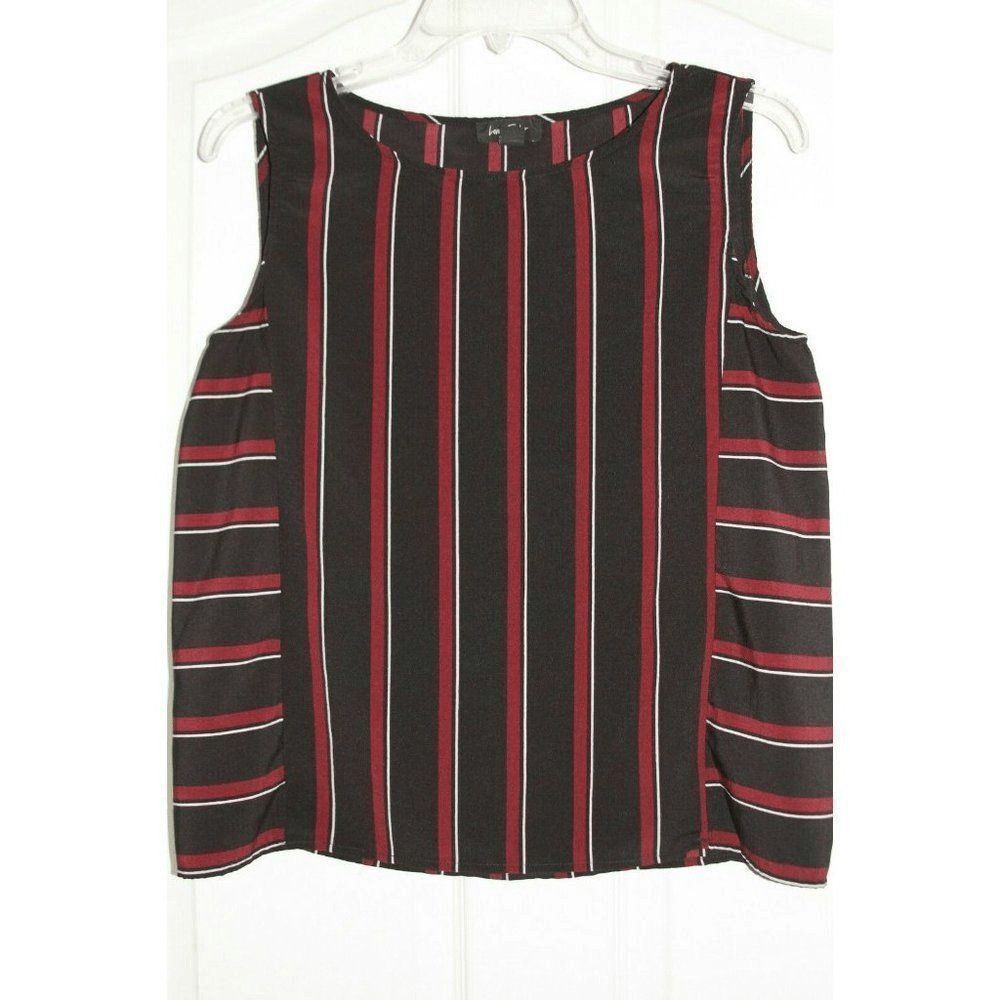 Lord & Taylor Womens Top Medium Red Black Striped